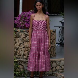 Atelier 17.56 Nora Dress Pink Midi Length SZ Small NWT